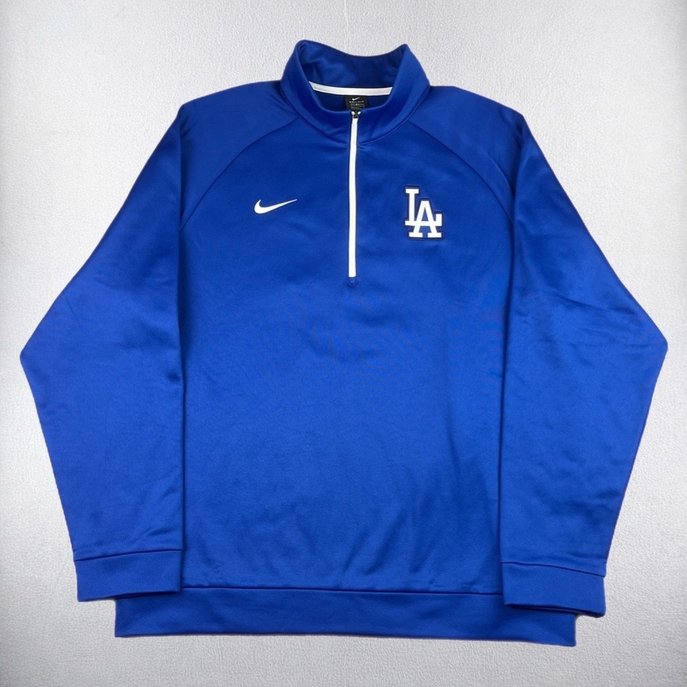 Nike Los Angeles Dodgers 1/4 Zip Pullover Mens XXL Blue MLB Dri-Fit Authentic - Picture 2 of 8